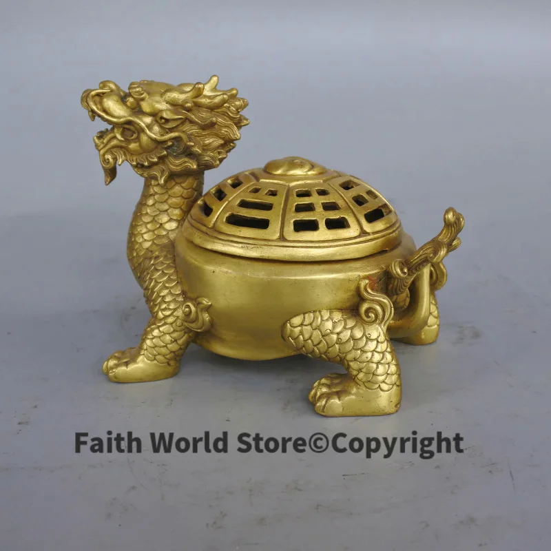 Special Offer # HOME OFFICE TOP decoration ART Business talisman Mascot lucky Gold dragon turtle brass FENG SHUI Ashtray Statue