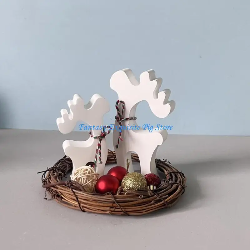 Reusable Countdown Molds Set Flexible Silicone Christmas Double Elk Mold for Epoxy Resin Festival Home Decoration