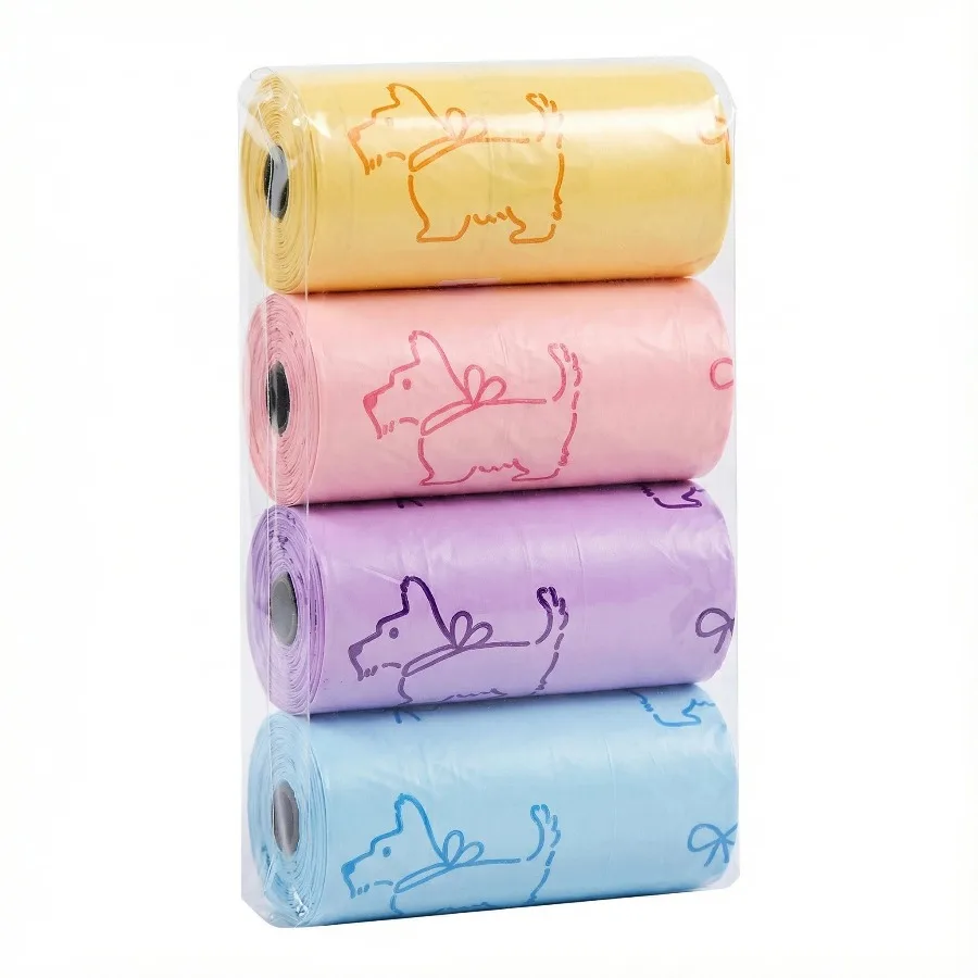 20 Rollen Macarons in zufälligen Farben, aus Polyethylenmaterial, mit großem Fassungsvermögen für Katzen- und Hundekot. – Detail 1