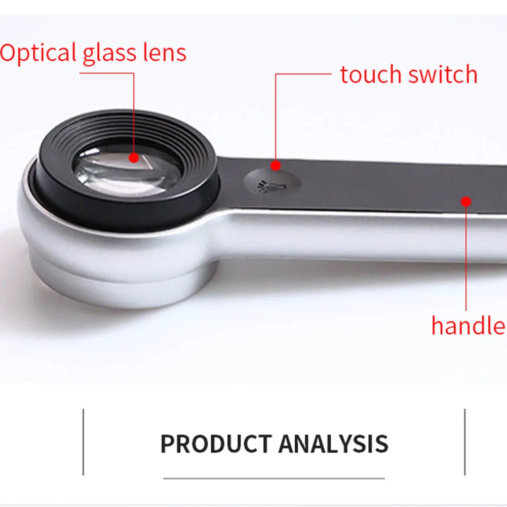 USB recarregável Handheld Lupa, 6 LED Reading, Lente 30mm para Apreciação Jóias, 60X