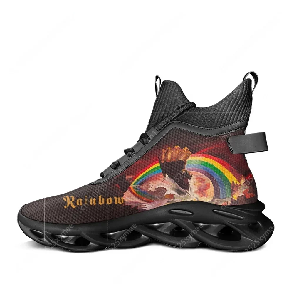 Rainbow Rising Heavy Metal Band High Top Flats Sneakers Men Women Hiking Sneakers Travel Mountaineering Shoes Running Shoes