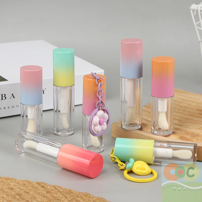 HUA Lip Glaze Fles Met Sleutelhanger Gradiënt Lege Lippenstift Glans Buis Hervulbare Vloeistofcontainer Fles Lipgloss Monsterfles