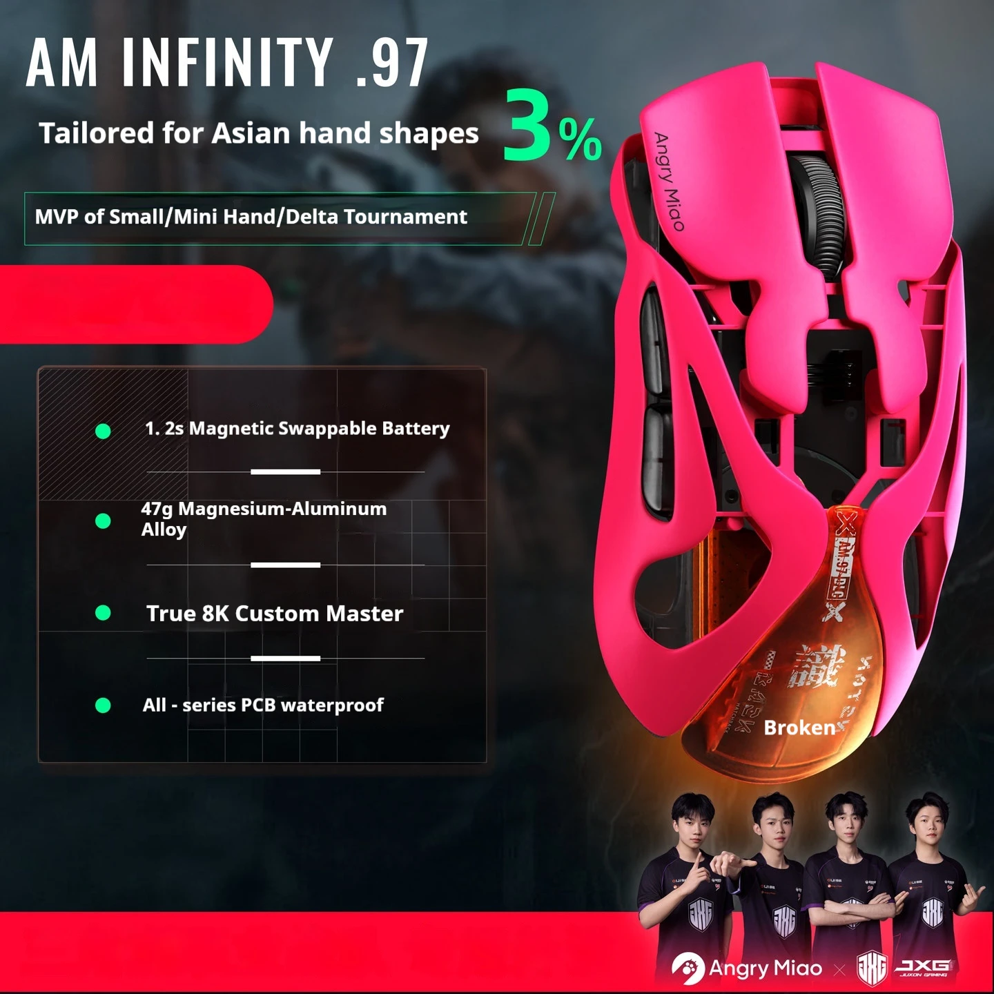 AngryMiao AM Infinity.97 Mouse Tri-mode 47g Ultra Lightweight 