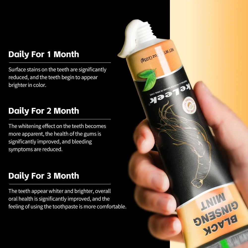 

Keleek Black ginseng mint toothpaste stain removal Whitening Toothpaste Bad breath remover tooth cleaner repair fluoride-free