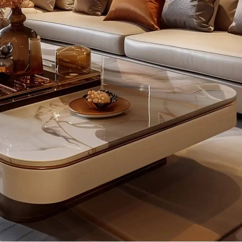 Tavolino da caffè rustico multifunzionale Tavolino da caffè per corridoio portaoggetti grigio dorato Tavolino da salotto moderno in marmo Meuble di lusso per la casa