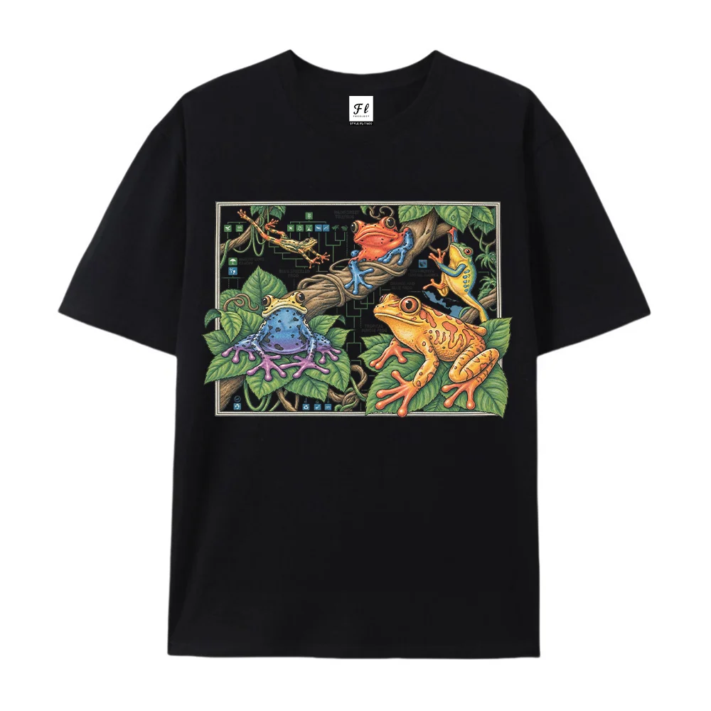 Tropical Tree Frog Graphic T Shirt Colorful Rainforest Animal Print Unisex Vintage Nature Lover Short Sleeve Tee