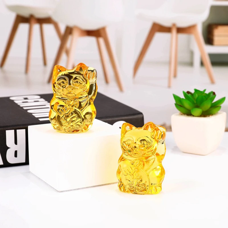 Feng Shui Lucky Cat Money Lucky Fortune Wealth Chinese Golden Lucky Cat Home Office Decoration Tabletop Ornaments Lucky Gifts