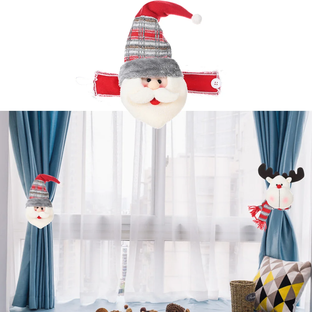 

2Pcs Christmas Curtain Buckle Cartoon Clips Window Display Clasp Belt Accessory Premium Quality Nonwoven Fabric 3D Realistic