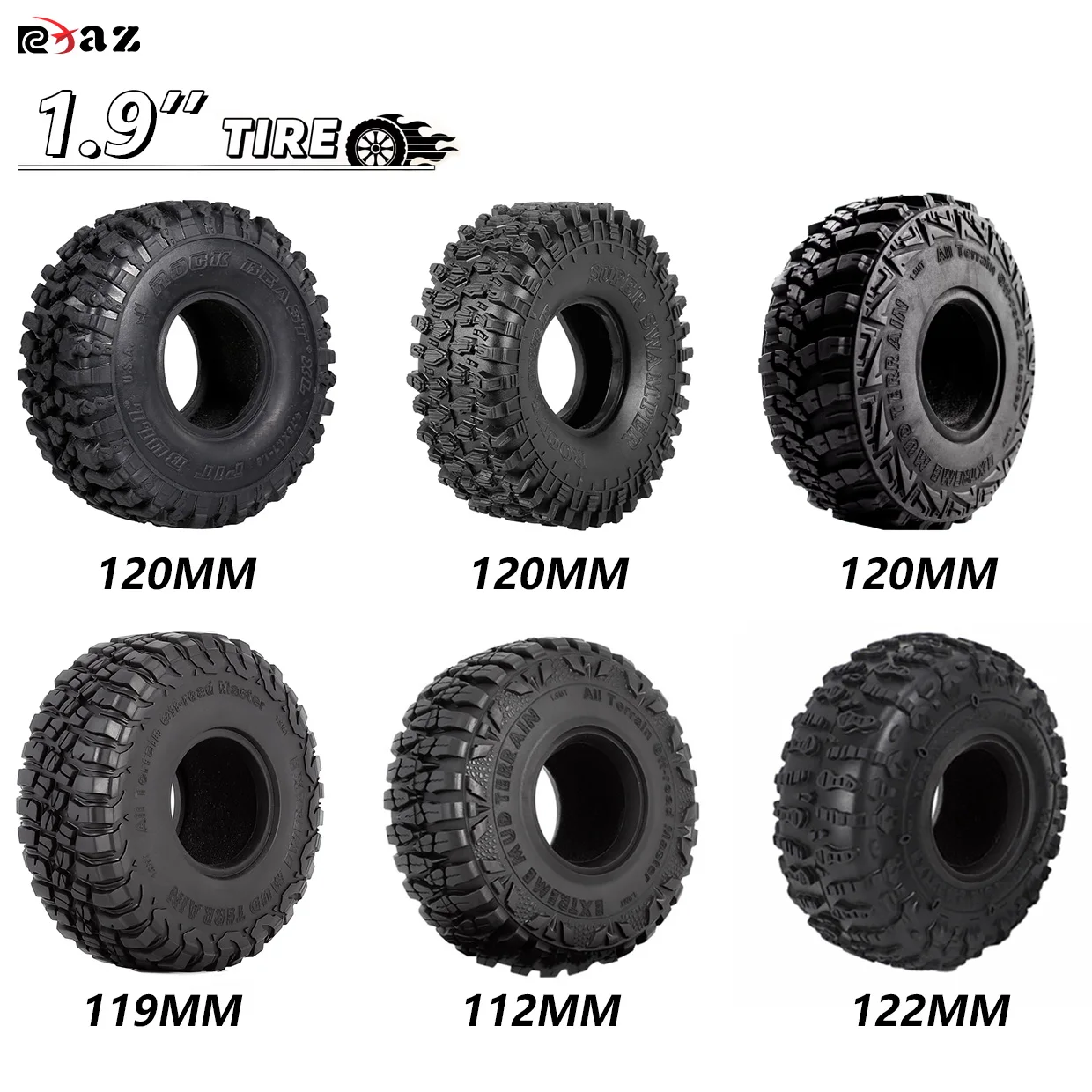 

RC TRUCK 1.9" Rock Crawler Резиновая шина 112-122 мм для 1/10 Off Road AXIAL SCX10 II III CAPRA TRAXXAS TRX-4 RGT MST RC4WD D90