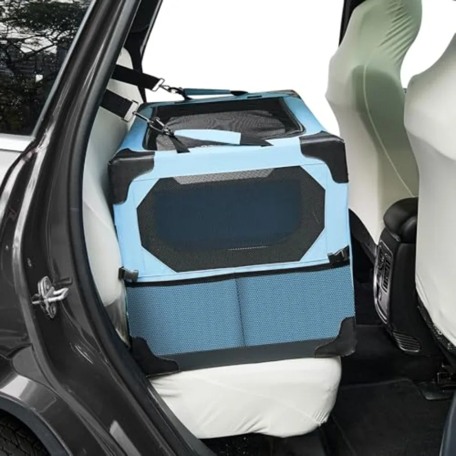 

Collapsible Dog Crate 26 Inch Portable Pet Crate for Car Travel Dog Kennel Foldable for Medium Dogs up to 44lbs Soft Cat Carrie