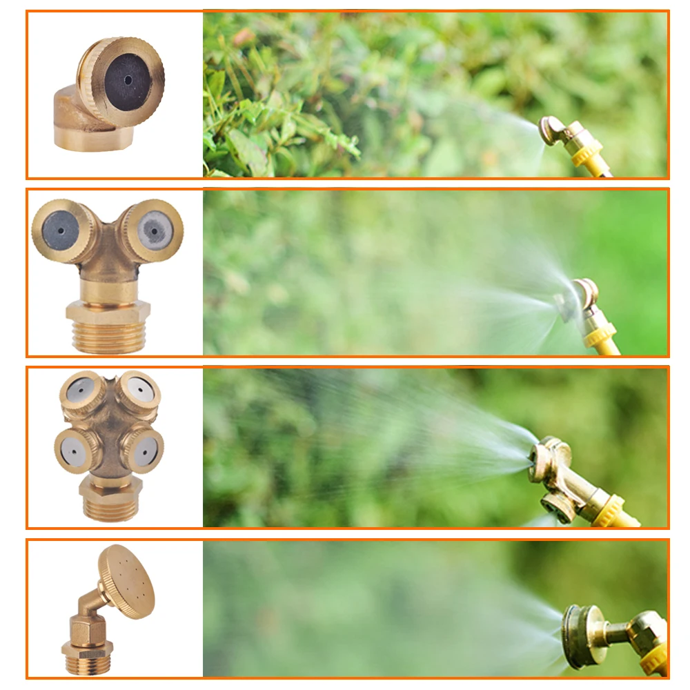 Farm Garden Copper Sprayer Nozzle 1/2/3/4 Nozzle Head Agriculture Greenhouse Pesticide Mist Spraying Sprinkler 1/4 1/2