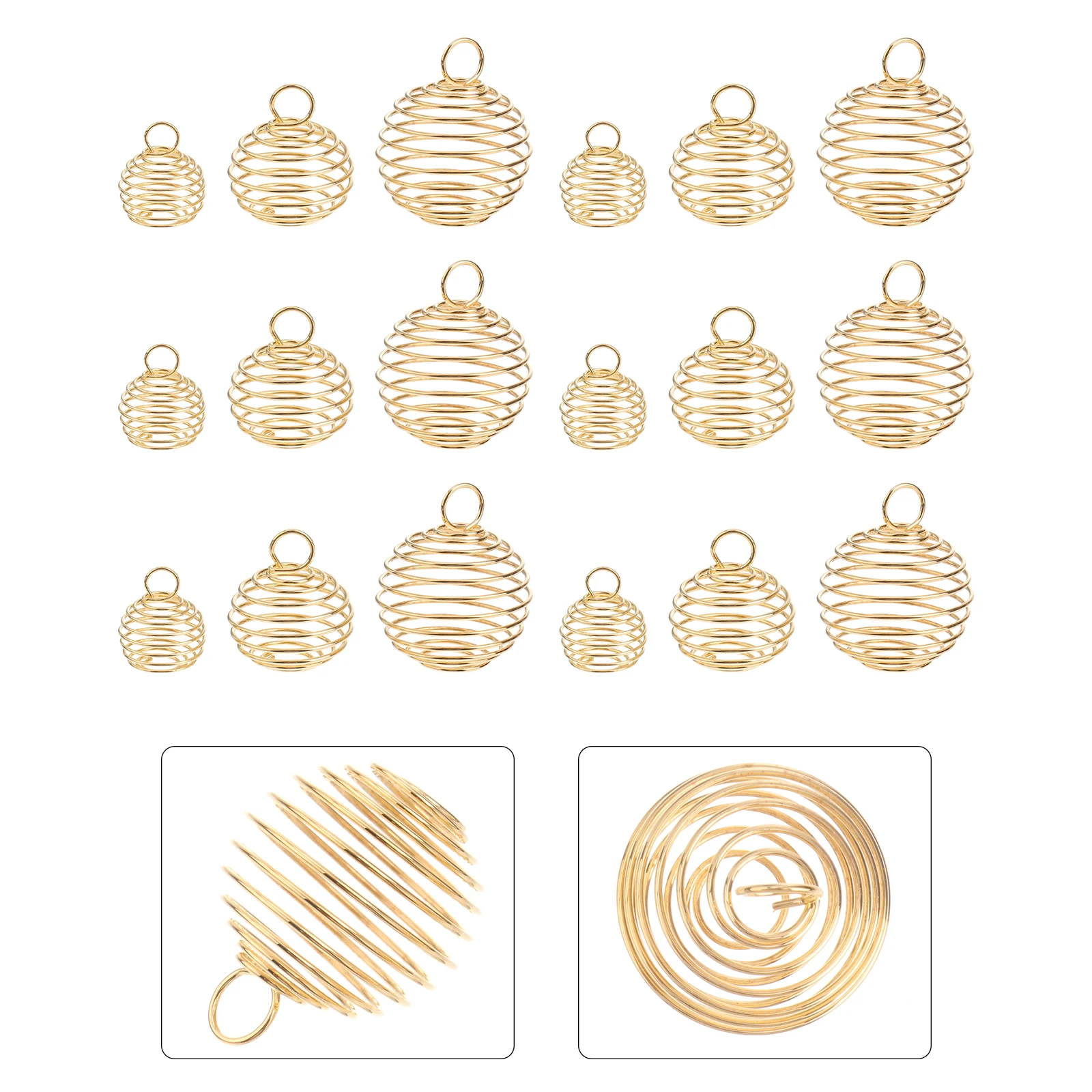 

30pcs Spiral Bead Cage Pendant 15x14mm 25x20mm 30x25mm Gold Plated Stretchable Jewelry Making Necklace Bracelet Earrings Crafts