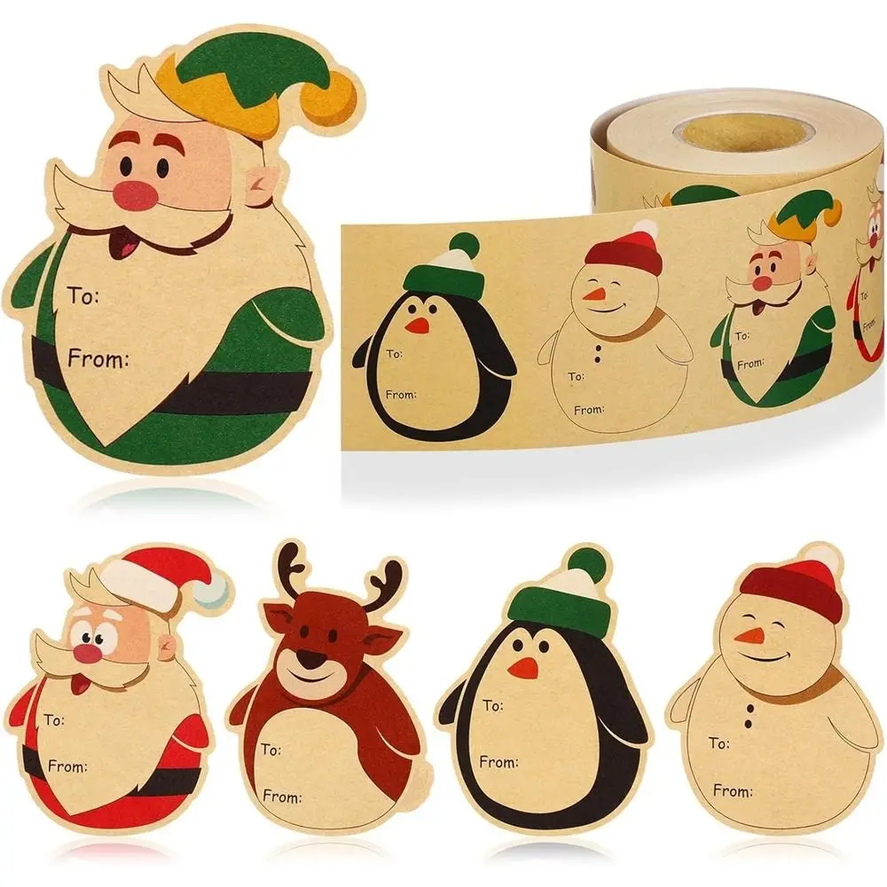 New Paper Christmas Sticker Removable 200 Pcs Sealing label Self-Adhesive Envelope Seal Gift Name Tags Christmas