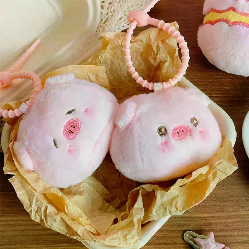 لطيف الكرتون ليتل خنزير باوزي دمية أفخم قلادة المفاتيح Kawaii الحيوان أفخم خنزير ظهره تزيين مُثبت اكسسوارات هدية