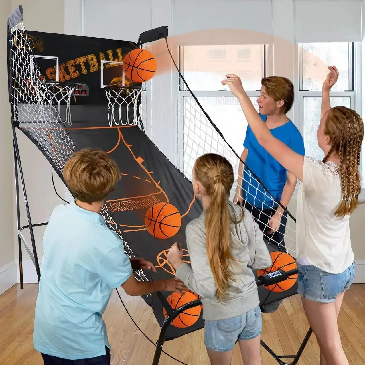 Electric Basketball Shooting Game Machine, Indoor Sports New Adult Children's Basketball Machine Electronic Arcade Basketball