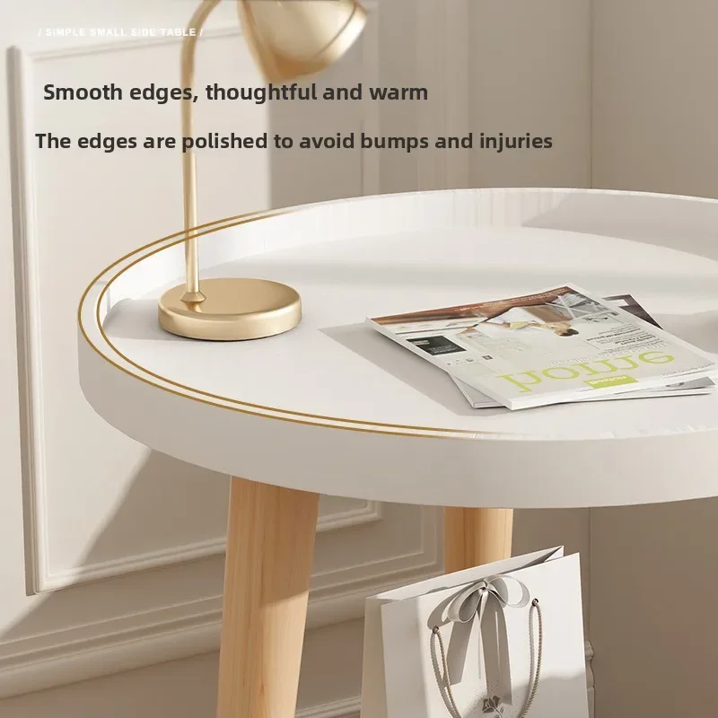 Household Goods Small Round Table Small Apartment Bedside Table Bedroom Coffee Table Rack