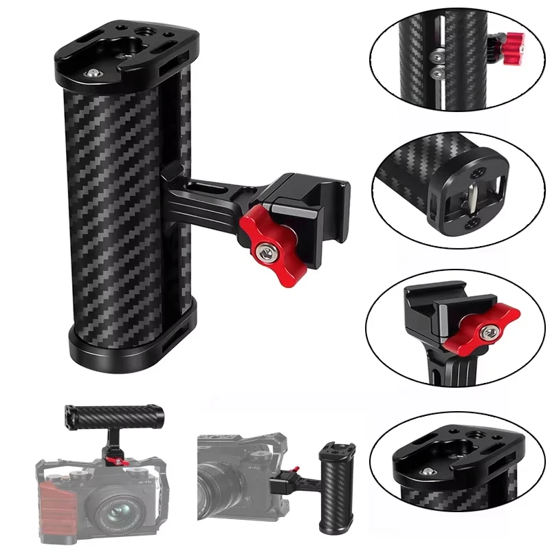 Lightweight Aluminum NATO Rail Clamp Side Hand Grip Top Handle Quick Release for Sony Canon Nikon Video Camera Cage Rig Lifting