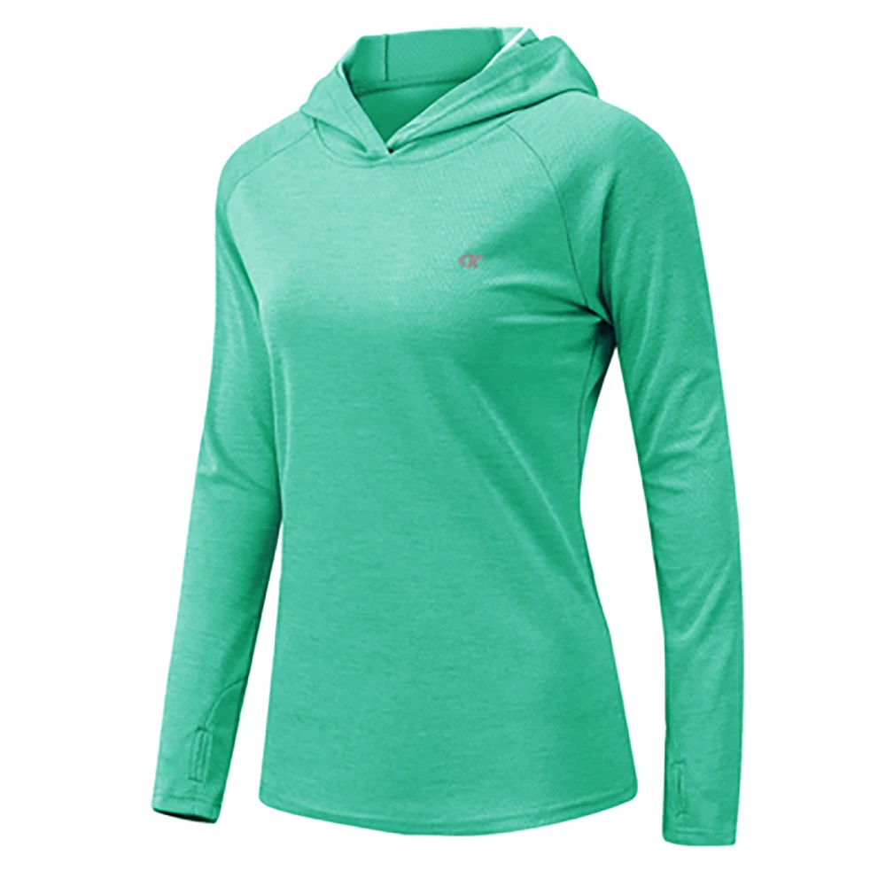 Women\'s UPF50+ Long Sleeve Running Hoodie T-shirts Sun/UV Protection Breathable Quick Dry T-Shirt Outdoor Sports Pullover