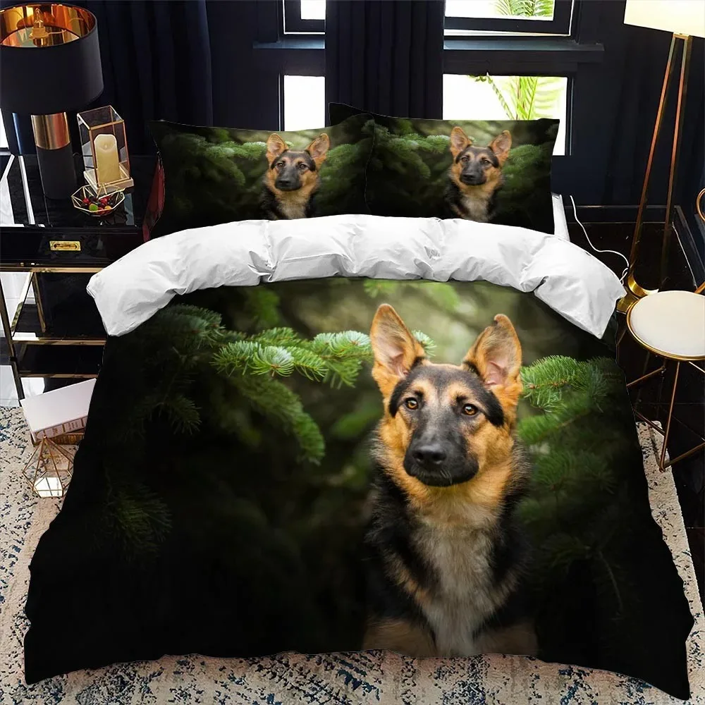 

German Shepherd Duvet Cover Set Set KingQueen Size Purebred Hound Animal Bedding Set Kids Cute Dog Puppy Polyester Quilt Cover