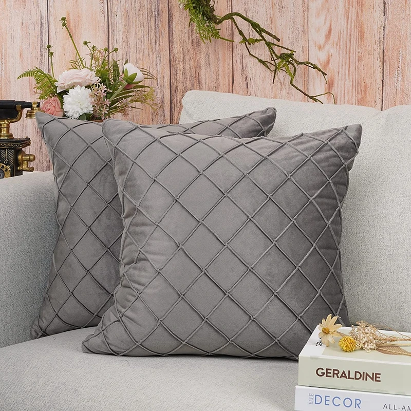 Inyahome Set of 2 30x50cm 45x45cm 50x50cm Velvet Pillow Covers Decorative Square Pillowcase Soft Solid Diamond Cushion Cases