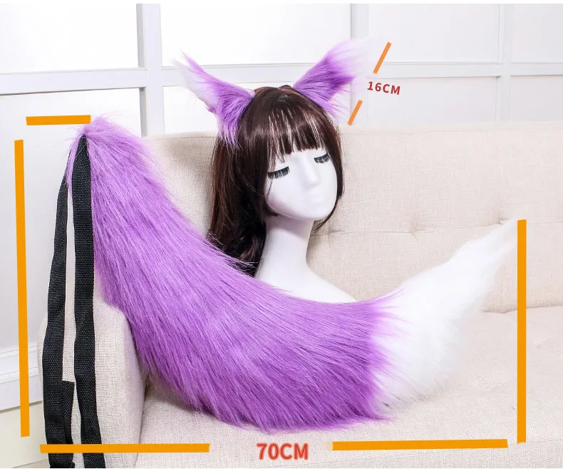 Wolf  Fox Ears Tail Set Plush Furry Cat Animal Hair Clips Tails Party Fancy Dress Anime Cosplay Costume  Halloween Christmas