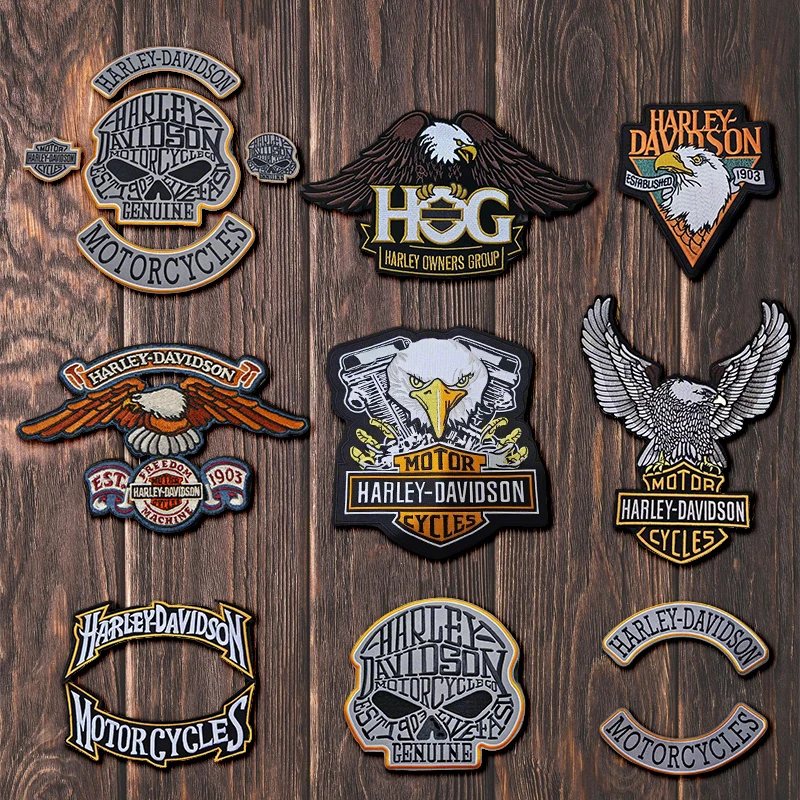 Parche de Tela Bordado con el Logotipo de la Motocicleta Harley Davidson, Parche Adhesivo Termoadhesivo para Chaqueta de Cuero y Mezclilla, Adhesivo Decorativo