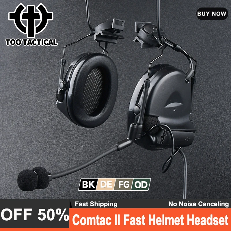 Tactical Comtac II Headset No Noise Reduction Fast Helmet Headphone ARC Wadsn Civilian Outdoor Hunting Shooting Earphone U94 PTT