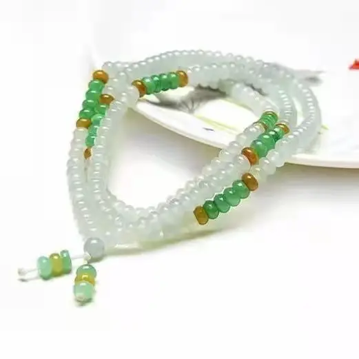 Latest Natural Myanmar Jade Handmade Pendant Necklace Rope Genuine Three-color Beads Jadeite Chain Jewelry Accessories Unisex