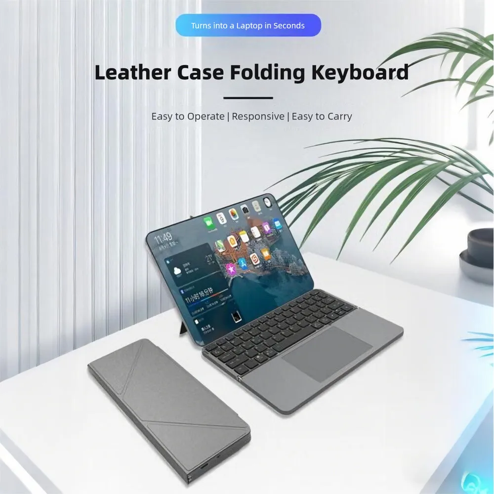 New Multifunctional Magnetic Detachable Leather Stand Wireless Bluetooth Touch Portable Keyboard 3-in-1 For Tablet Android IOS