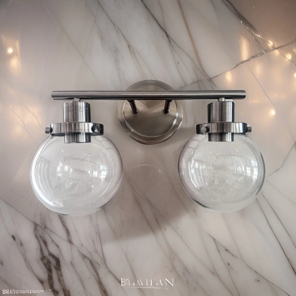 ห้องนอนโมเดิร์นไฟผนังบันไดโคมไฟติดผนัง 2-Light Globe Glass Double Ball Heads Vintage โคมไฟในร่ม