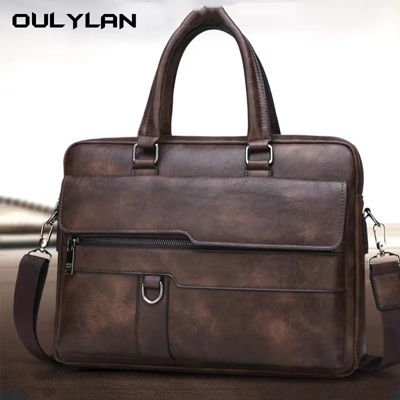 Men Genuine Leather Handbags Casual Leather Laptop Bags Male Business Travel Messenger Bags Men's Crossbody Shoulder Bag