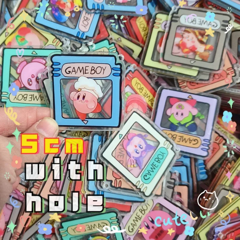 漫画アニメポケモンカービィ-5-センチメートルアクリルパッチ両面中間層正方形穴手作り-diy-キーホルダーアクセサリー材料