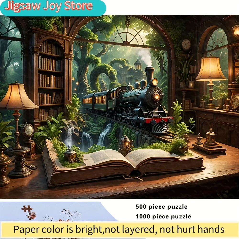 Fantasy Landscape Paper Jigsaw Puzzle 500‑2000pcs Magic Train Cottage Forest Butterfly Adult Home Decor Gift