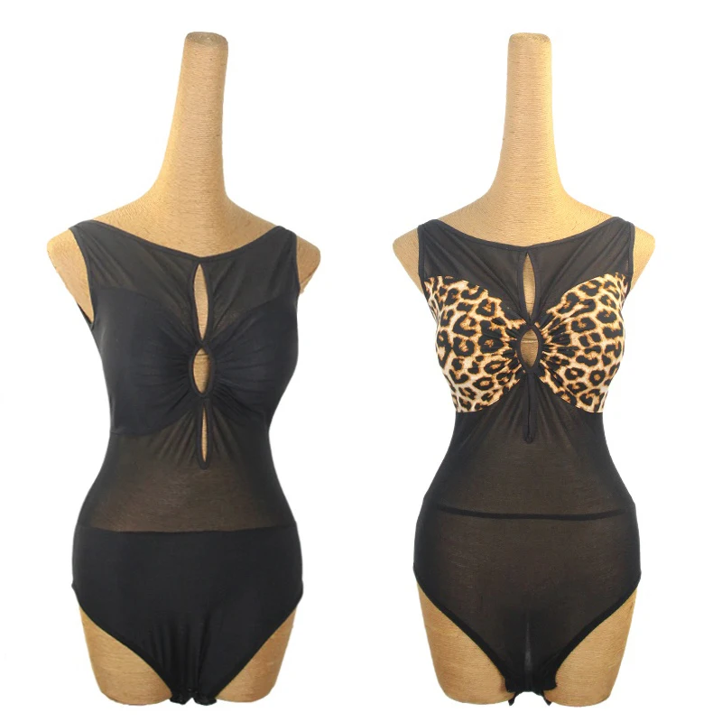 

New Latin dance top black sexy leopard print jumpsuit for adults and children tango samba rumba professional practice clothes