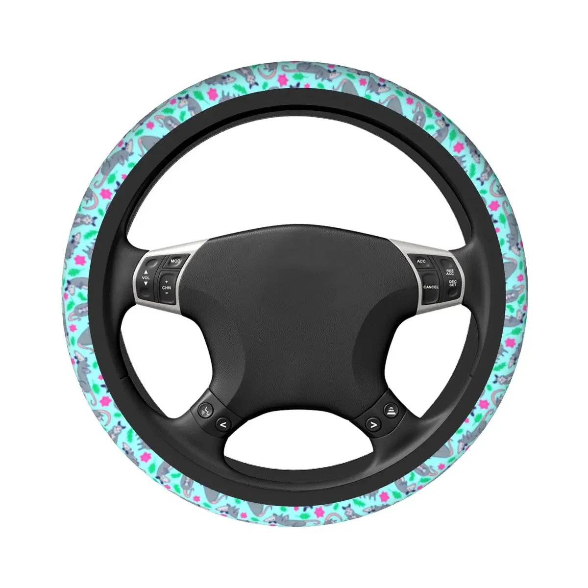 Opossum Possum Pattern Car Steering Wheel Cover 38cm Non-slip Cute Animal Suitable Car-styling Car Accessories