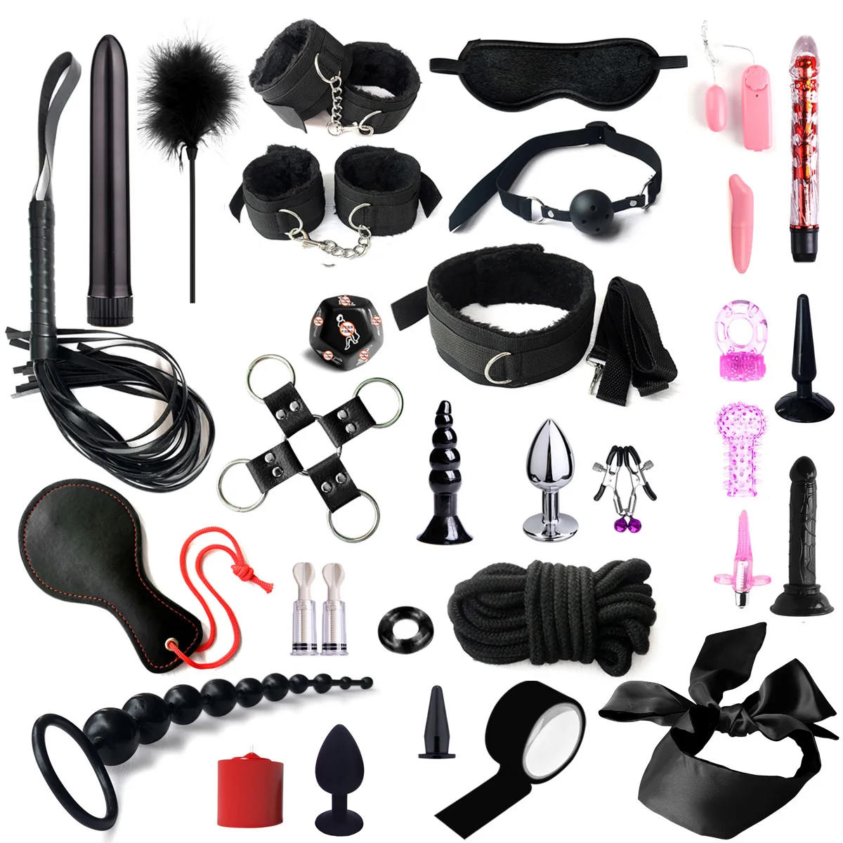 ของเล่น BDSM สำหรับเซ็กส์พันธนาการ28ชิ้นชุดเซ็กซ์ทอยพันธนาการกุญแจมือข้อเท้าเซ็กซ์ทอย S สำหรับคู่รักลูกปัดปลั๊กทวารหนักร้านค้าเซ็กซี่18 +