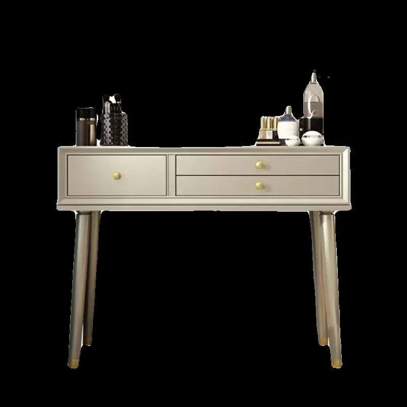 American light luxury dresser solid wood makeup table modern simple bedroom champagne dressing stool combination