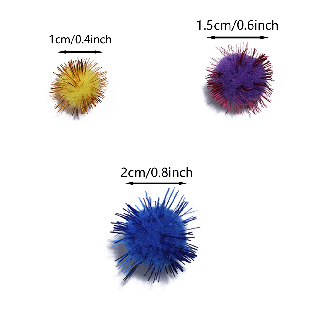 10-35g/pack 10/15/20mm Colorful Glitter Pompom Fluffy Plush Craft For DIY Christmas Decoration Kids Toys Dolls Accessories