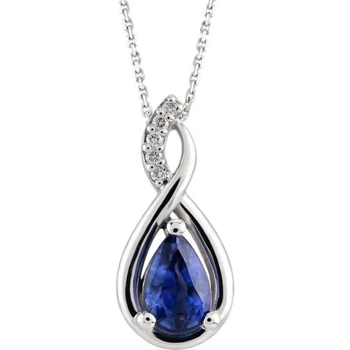 Enes Store Silver Water Drop Diamond Pattern Sapphire Zircon Silver Necklace