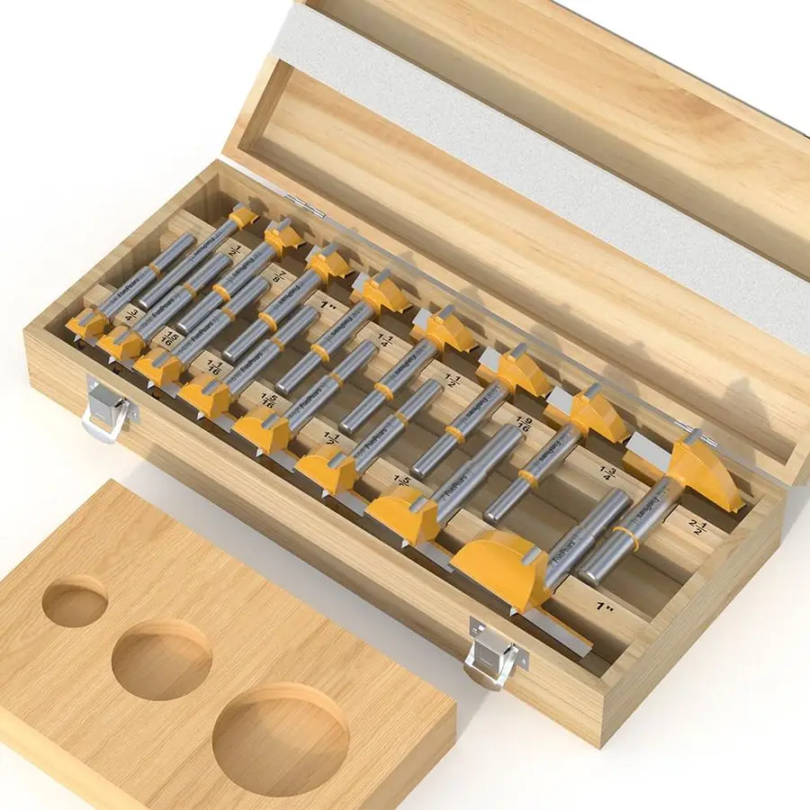 

16 Pcs Forstner Drill Bits Set, Carbide Tipped Wood Hole Saw Auger Opener, Hole Opener Hinge Hole Cutter for Woodworking, Plasti