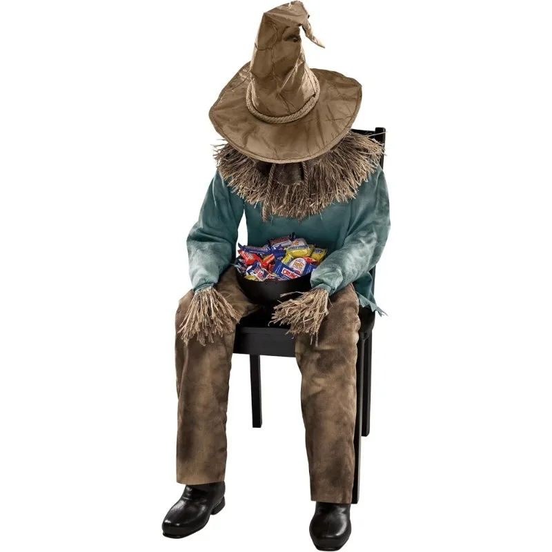 

Scary Sitting Scarecrow Animatronic Pop up Motion Halloween Decoration Outdoor Prop