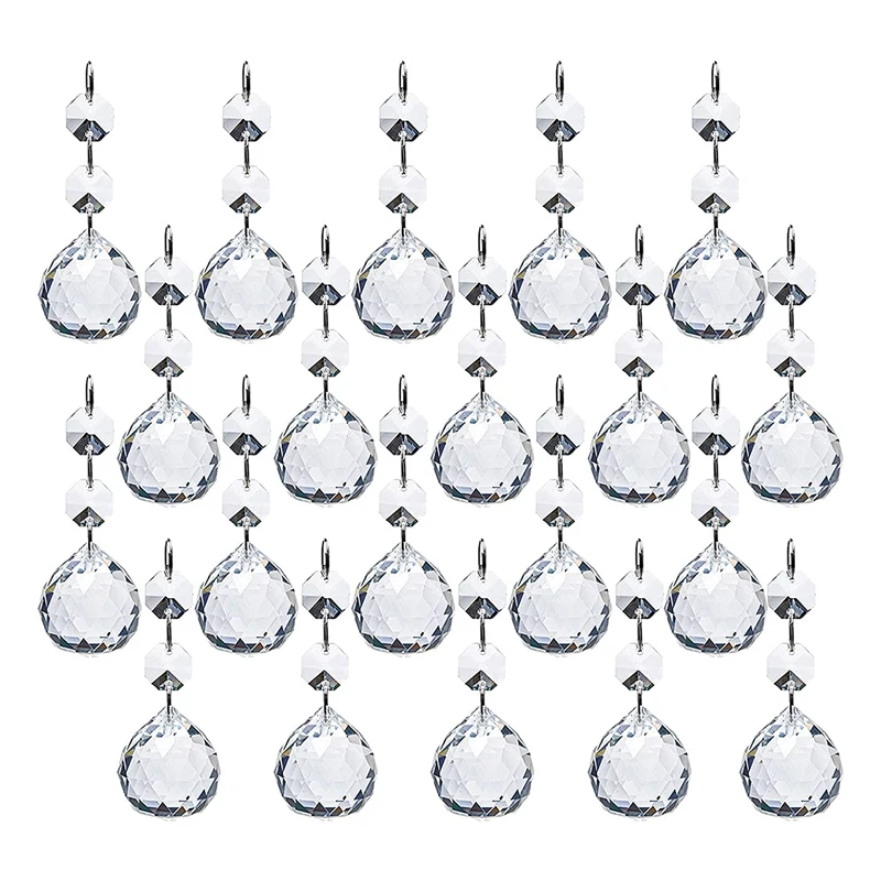 

Crystal Glass Ball,30Mm Pendants Balls & Chandelier Prisms,Clear Faceted Hanging Crystals For Wedding Craft Decoration