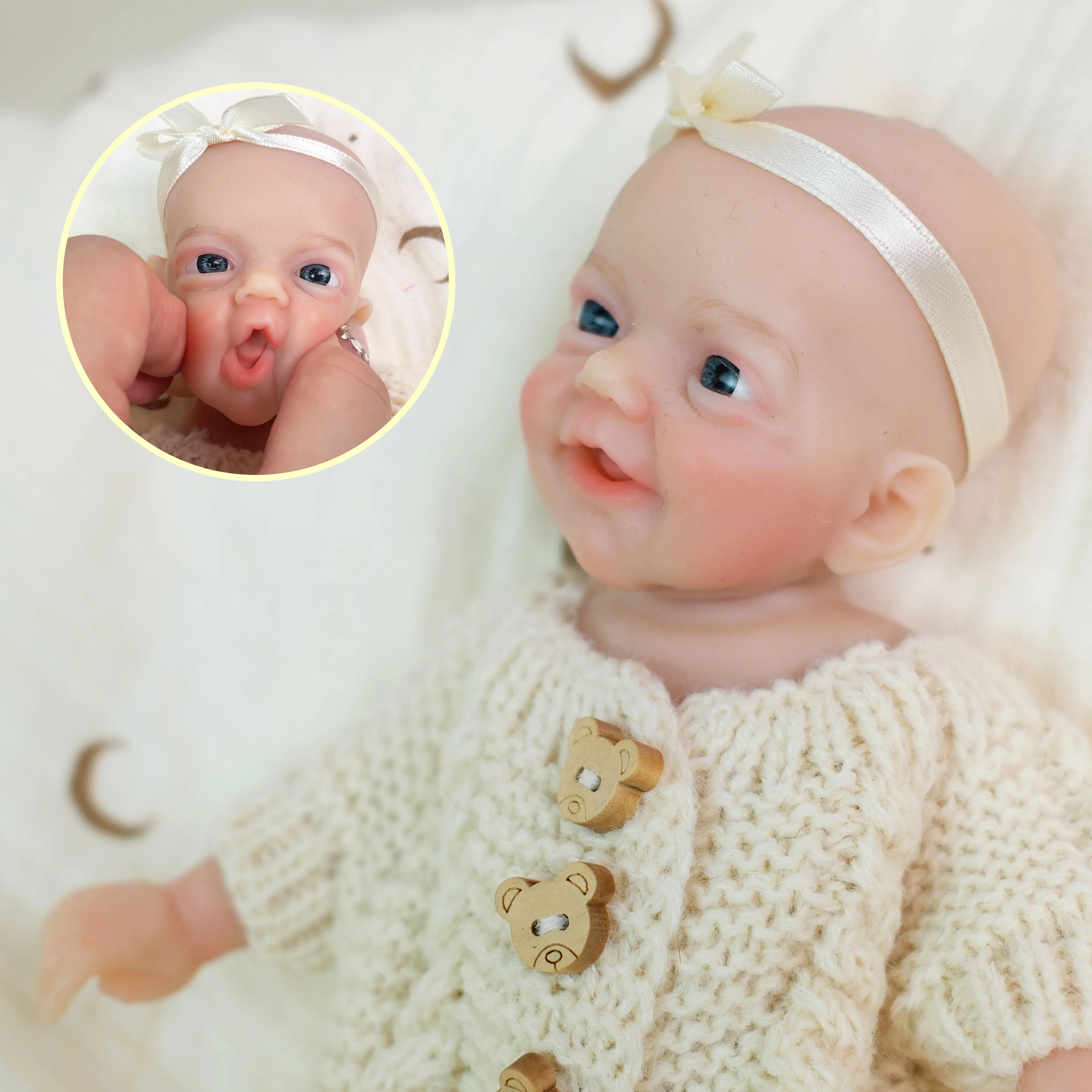 

8-дюймовая кукла без волос Reborn Charlie Girl с открытым ртом, супермягкая однотонная платиновая силиконовая гибкая эластичная мини-удобная кукла-пустышка