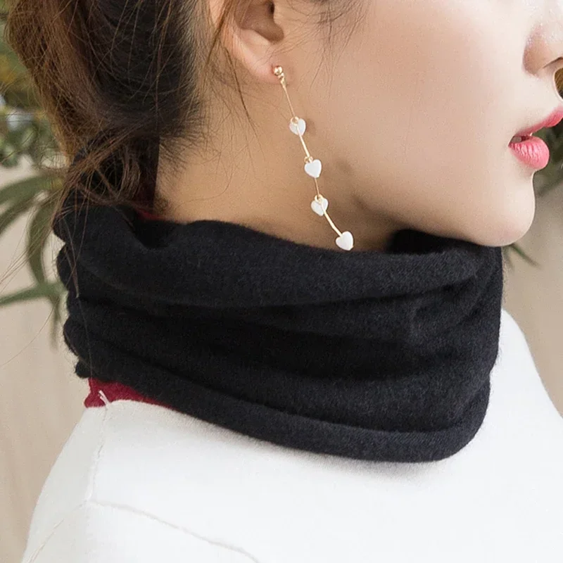 Sciarpa tubolare da donna in lana e cashmere, leggero, scaldacollo, angora, coniglio, capelli, cappuccio, collare, anello, accessori per maglieria