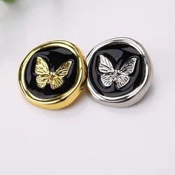 10pcs Fashionable Butterfly Metal Buttons 15mm Round Plating Metal Shank Buttons Clothing Sewing Accessories