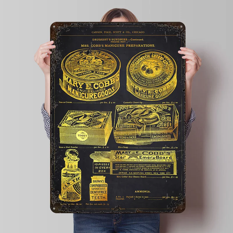 1894 Maniküre-Vorbereitungen Werbe-Metallposter, individuelle Wandkunst, Retro-Vintage-Blechschilder für Heimdekoration und Ornamente