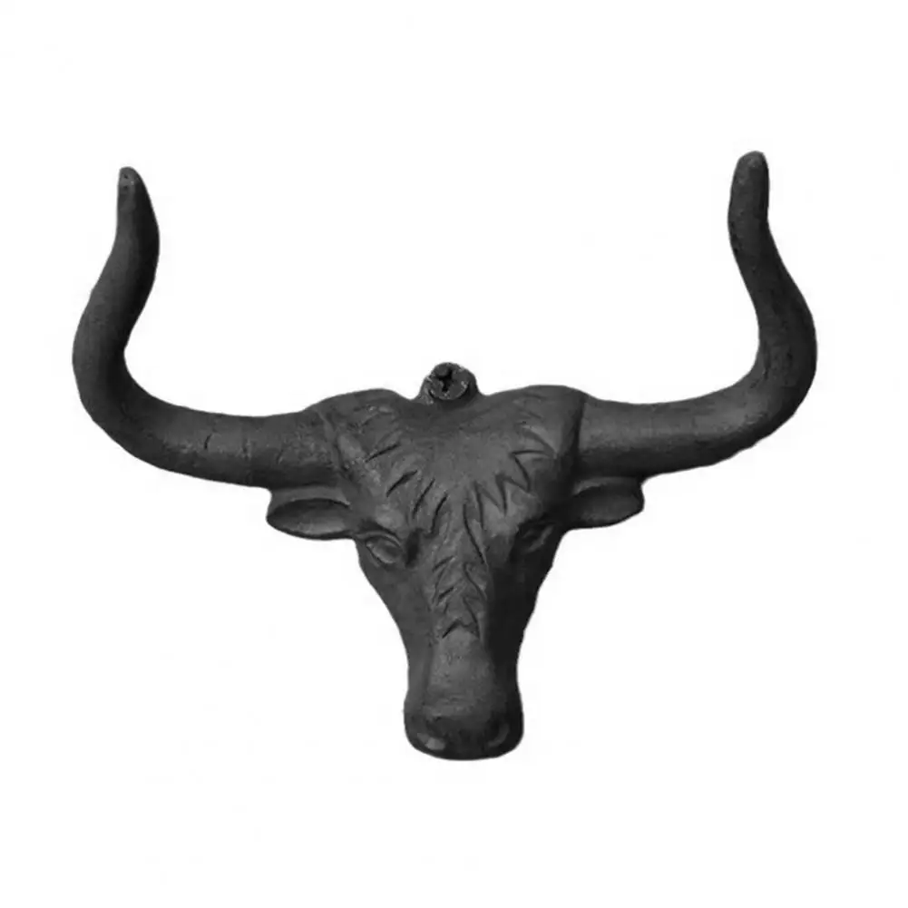 Cowboy Hat Hook 2pcs Metal Cow Head Hooks Vintage Cast Iron Cowboy Hat Holders Multi-purpose Clothes Organizers Longhorn Wall