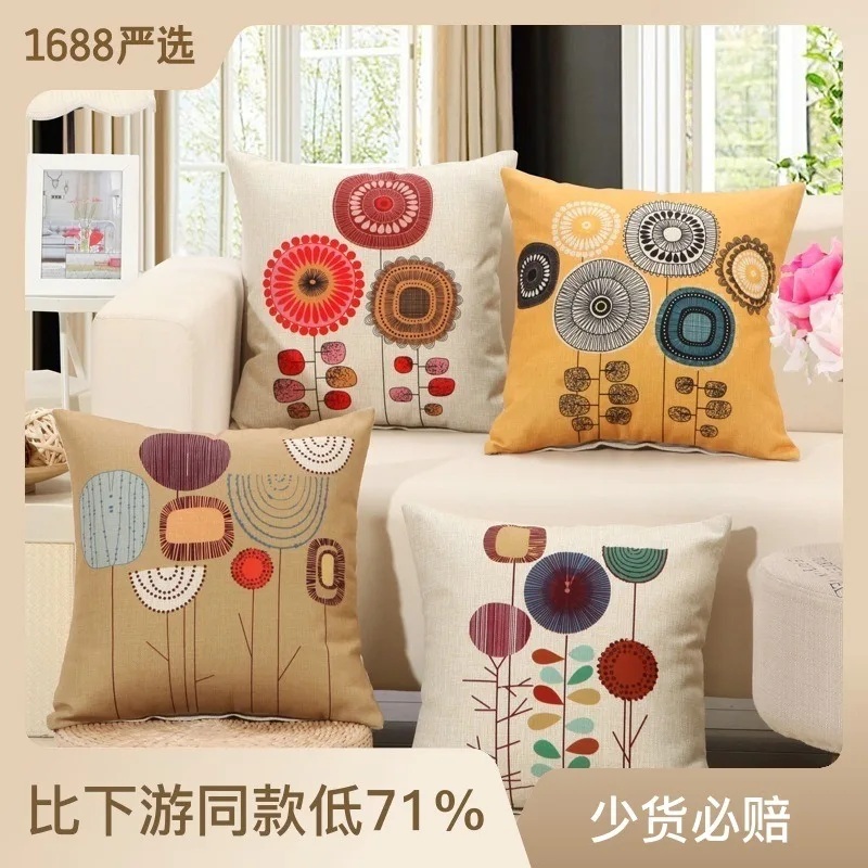 Fashion Cotton Linen Flower Pattern Throw Pillow Case Cushion Cover Seat Car Home Decor Sofa Bed Decorative Pillowcase Cojines