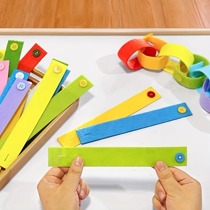 

10pcs/20pcs/30pcs Felt Toys Teaching Aids Button Bracelet Diy Montessori Early Education Educational Operation Kindergarten Mate