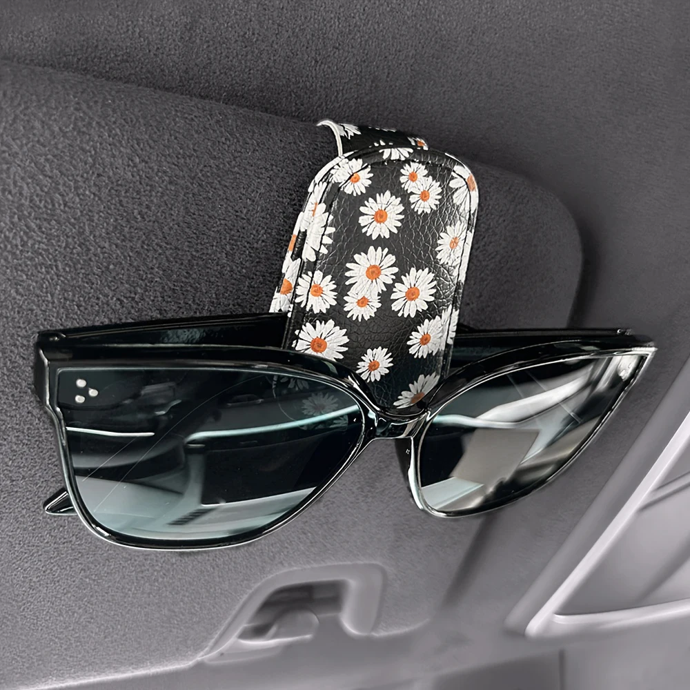 

Daisy Pattern Car Sunglasses Holder for Car Sunshades Magnetic Sun Visor glasses Holder Ticket Clip interior Accessories